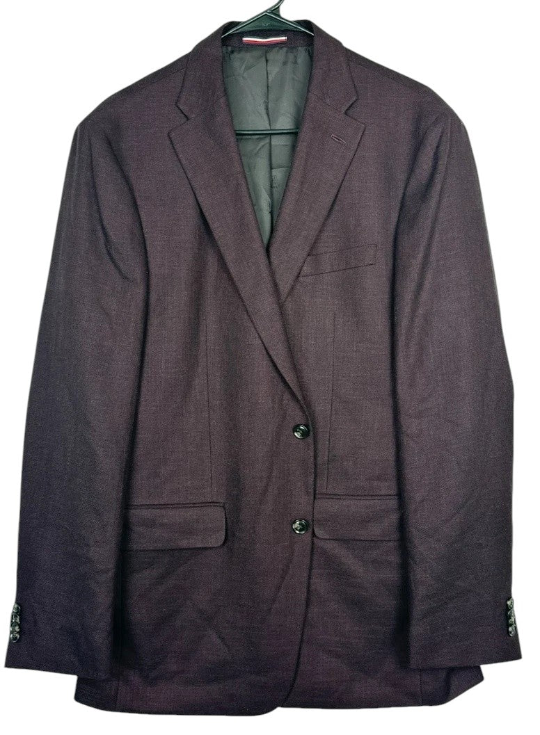 Tommy Hilfiger Mens Modern fit  Linen Sport Coat Blazer 46 L Burgundy Red Solid