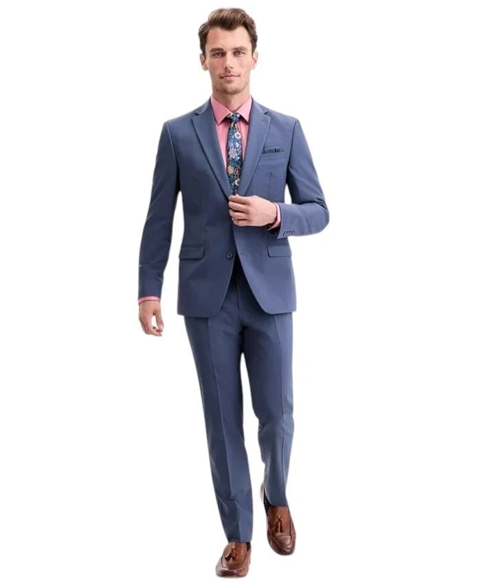 Bar III Mens Slim fit Wool Suit Jacket Blazer 42 S Blue Solid