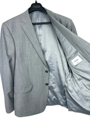 Calvin Klein Mens Slim fit Sport Coat Blazer 44 L Light Grey Solid Stretch Wool