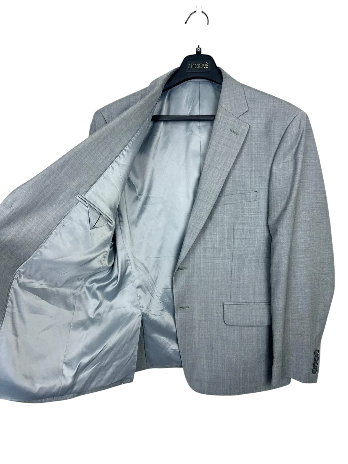 Calvin Klein Mens Slim fit Sport Coat Blazer 44 L Light Grey Solid Stretch Wool