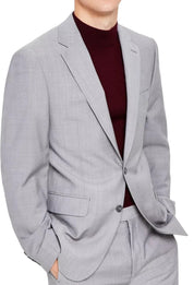 Calvin Klein Mens Slim fit Sport Coat Blazer 44 L Light Grey Solid Stretch Wool