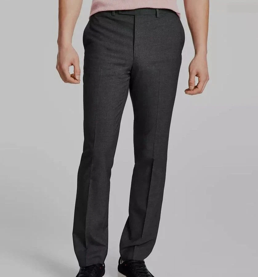 Dkny Mens Modern fit 2 Piece Suit 44 R Pants 37 / 32 Charcoal Gray Solid