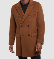 Michael Kors Mens Lunel Wool Blend Double Breasted Coat 46 R Brown