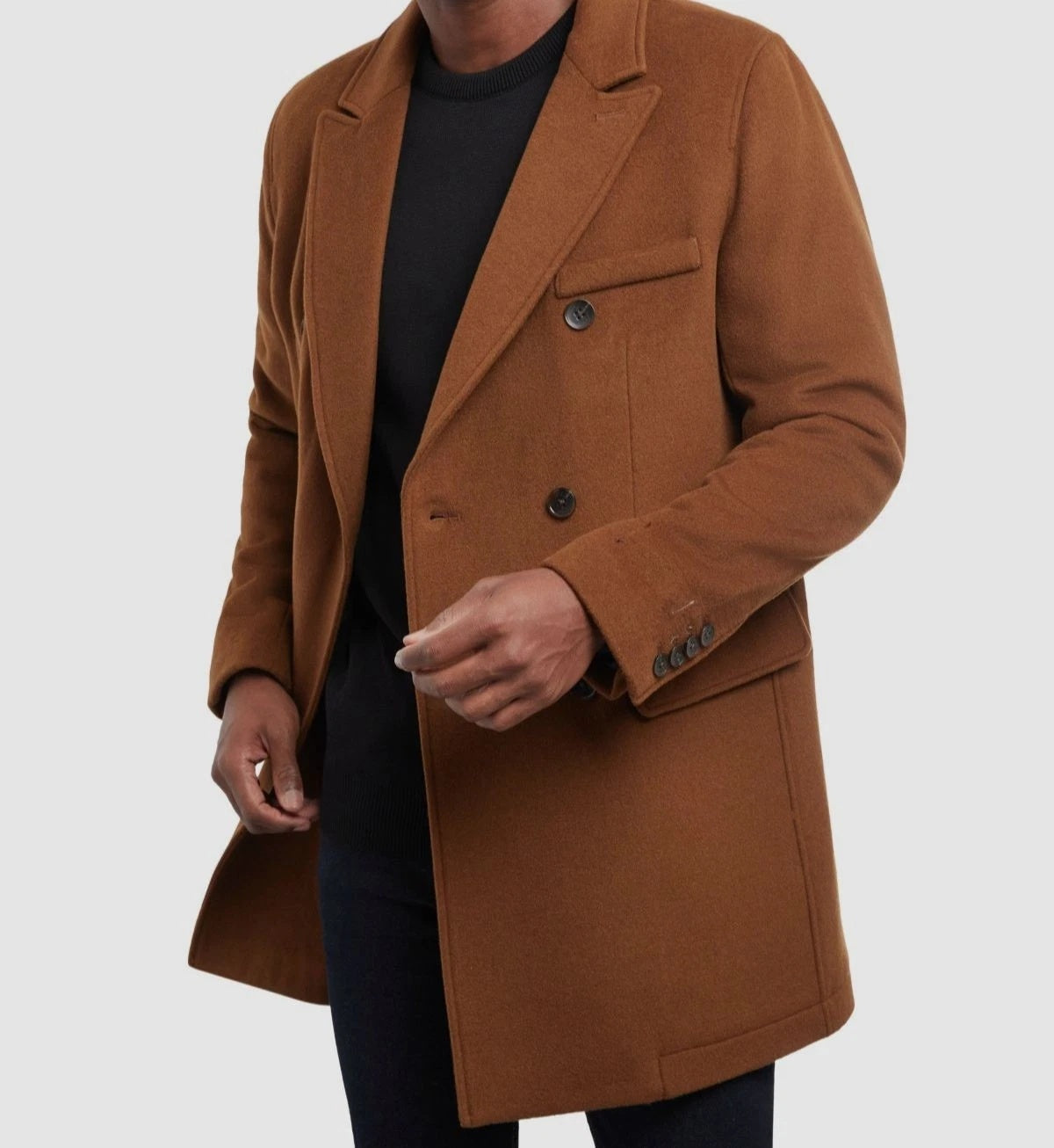 Michael Kors Mens Lunel Wool Blend Double Breasted Coat 46 R Brown