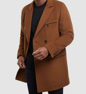 Michael Kors Mens Lunel Wool Blend Double Breasted Coat 46 R Brown