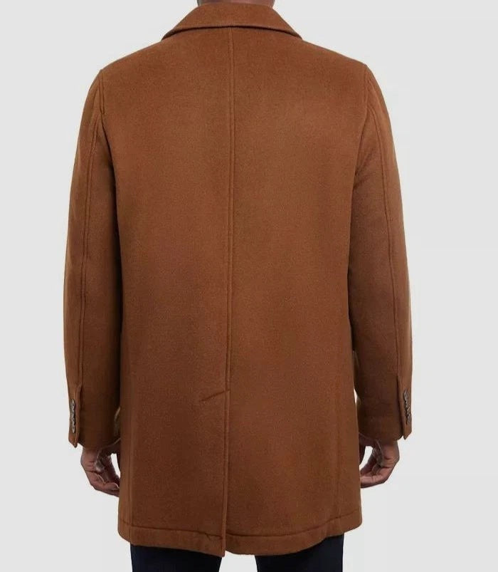 Michael Kors Mens Lunel Wool Blend Double Breasted Coat 46 R Brown