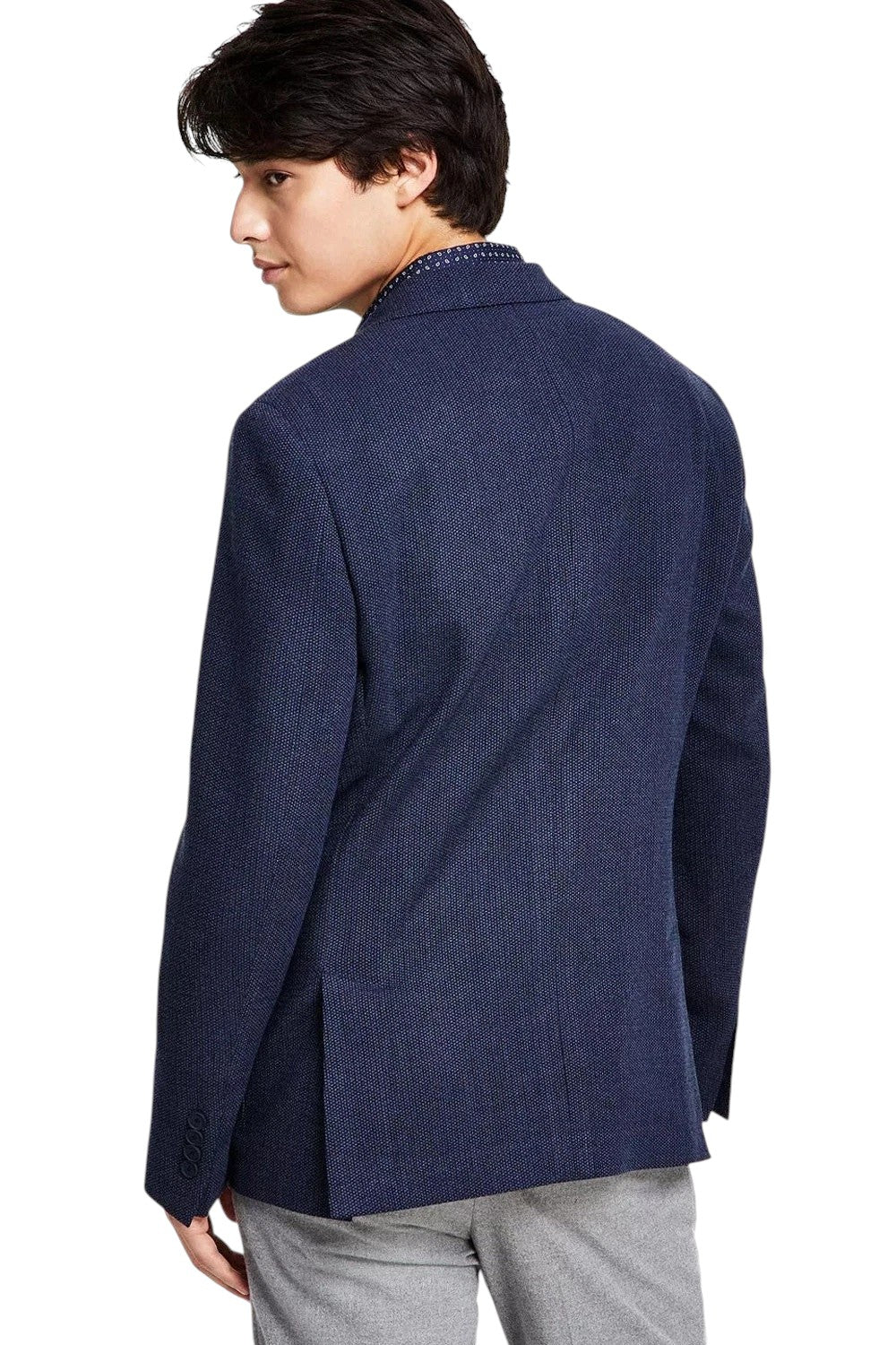 Calvin Klein Mens Slim fit Wool Textured Sport Coat Blazer 34 R Navy Blue Solid