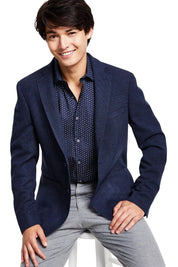 Calvin Klein Mens Slim fit Wool Textured Sport Coat Blazer 34 R Navy Blue Solid