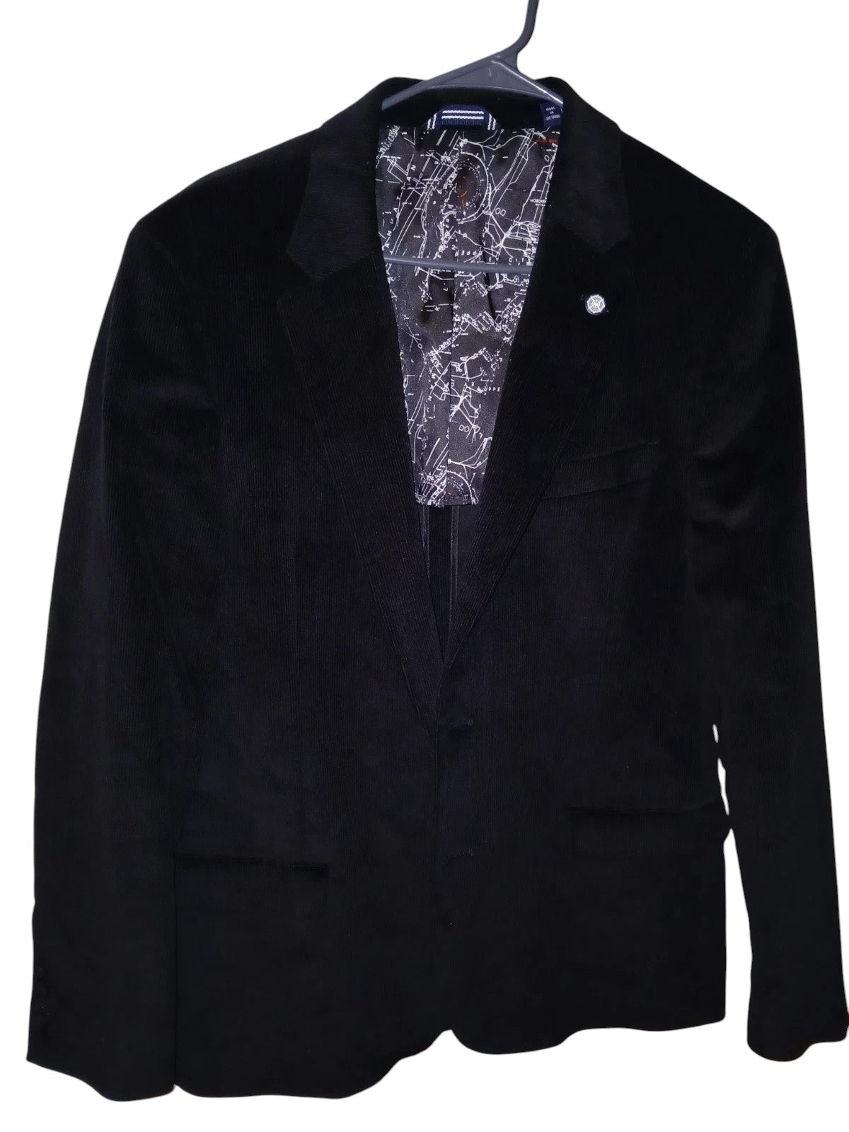 Nautica Mens Modern fit  Cotton Corduroy Sport Coat Blazer 36 S Black Stretch
