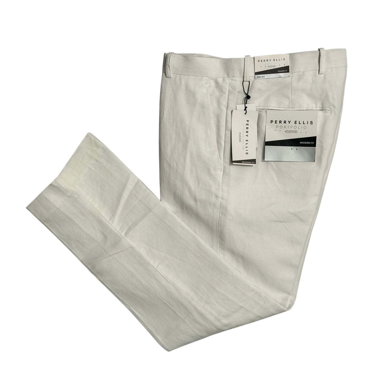Perry Ellis Portfolio Mens Modern fit Linen Cotton Dress Pants 40 / 32 Off White