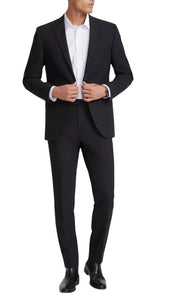 Dkny Mens Modern fit 2 Piece Suit 44 L Pants 37 / 34 Black Solid