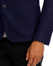 Hugo Boss Mens Agaltus Textured Flannel Blazer Sport Coat 38 R Navy Blue