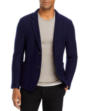 Hugo Boss Mens Agaltus Textured Flannel Blazer Sport Coat 38 R Navy Blue