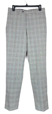 Tallia Mens Slim-Fit Plaid Wool Suit Dress Pants Brown Grey 30 x 30