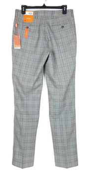 Tallia Men's Slim Fit Plaid Wool Suit Dress Pants Grey / Brown 38 x 30