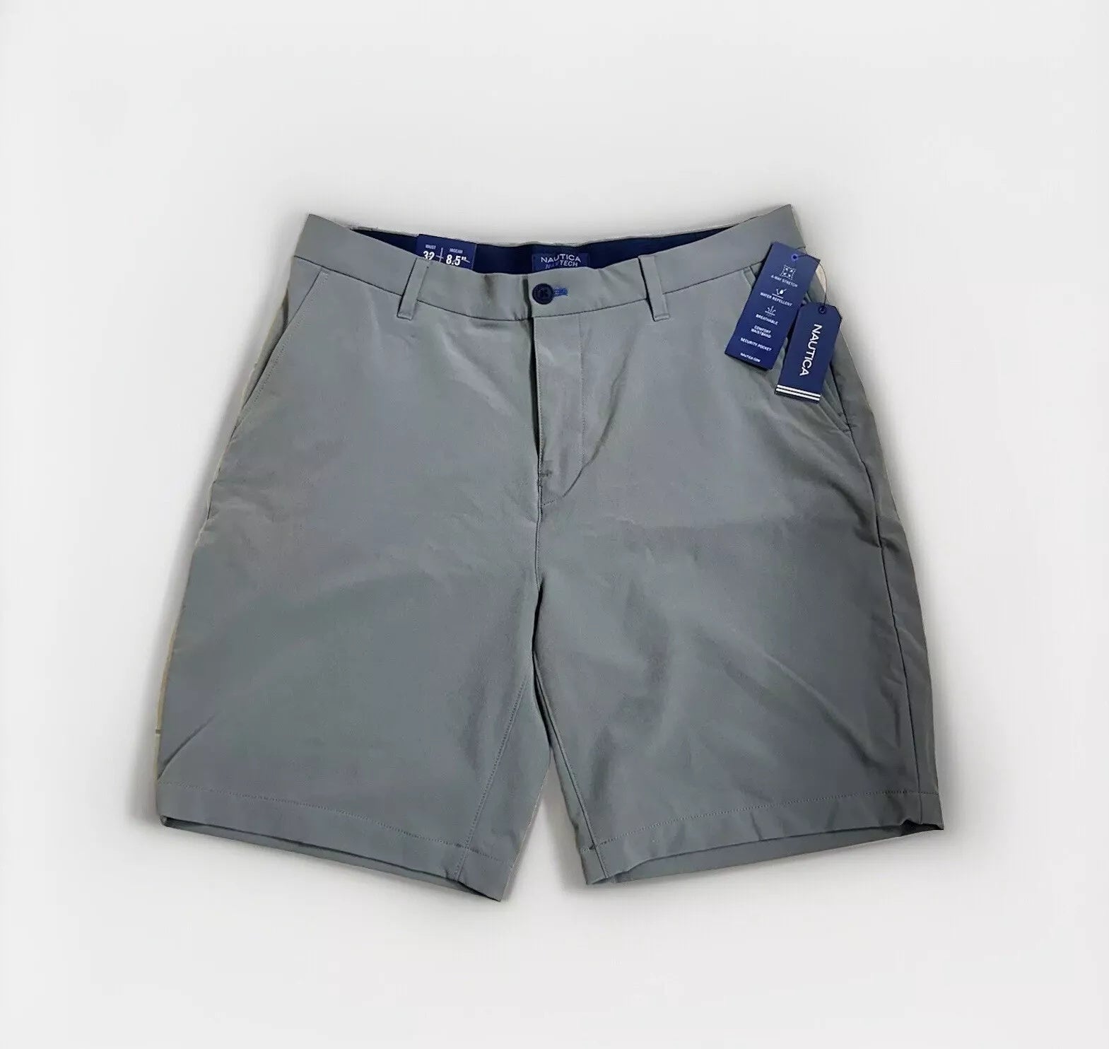 Nautica Mens Navtech 8.5" Flat Front Shorts Grey 42