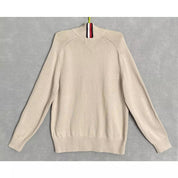 Tommy Hilfiger Mens Quarter Zip Sweater Beige Large