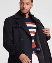 Michael Kors Mens Classic-Fit Wool Double Breasted Overcoat Coat 38R Black