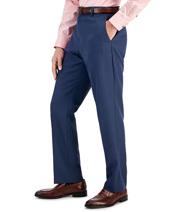 Perry Ellis Portfolio Mens Modern fit Dress 40 / 30 Steel Blue Plaid