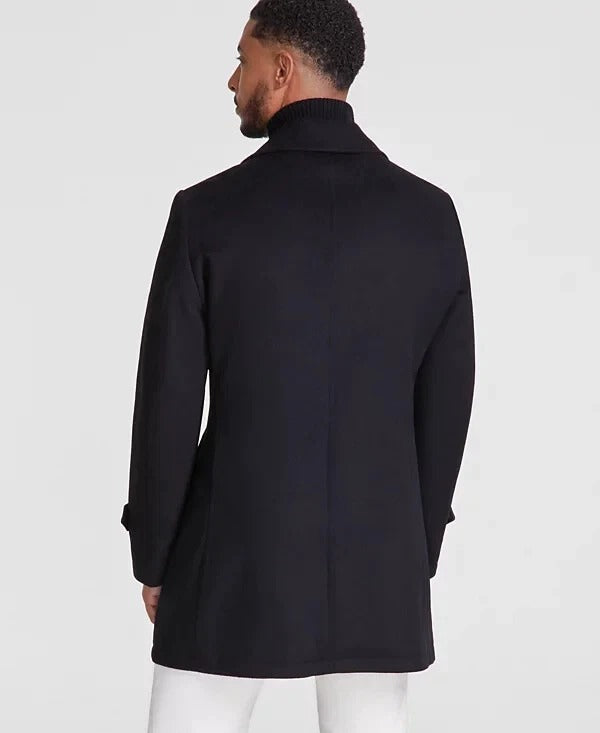Michael Kors Mens Classic fit Double Breasted Overcoat Coat 38 S Black Wool