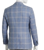 Tommy Hilfiger Mens Modern fit Sport Coat Blazer 40 L Powder Blue Plaid Stretch