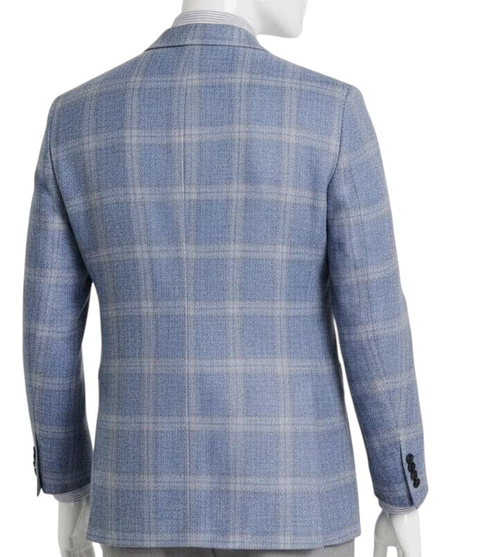 Tommy Hilfiger Mens Modern fit Sport Coat Blazer 40 L Powder Blue Plaid Stretch