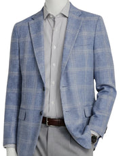 Tommy Hilfiger Mens Modern fit Sport Coat Blazer 40 L Powder Blue Plaid Stretch
