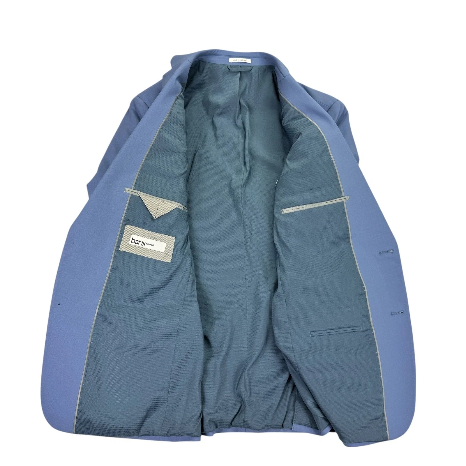 Bar Iii Mens Slim fit Suit Jacket Blazer 40 L Periwinkle Blue Solid Stretch Wool