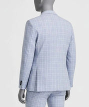 Alfani Mens Slim fit Suit Jacket Blazer 36 S Light Blue Plaid
