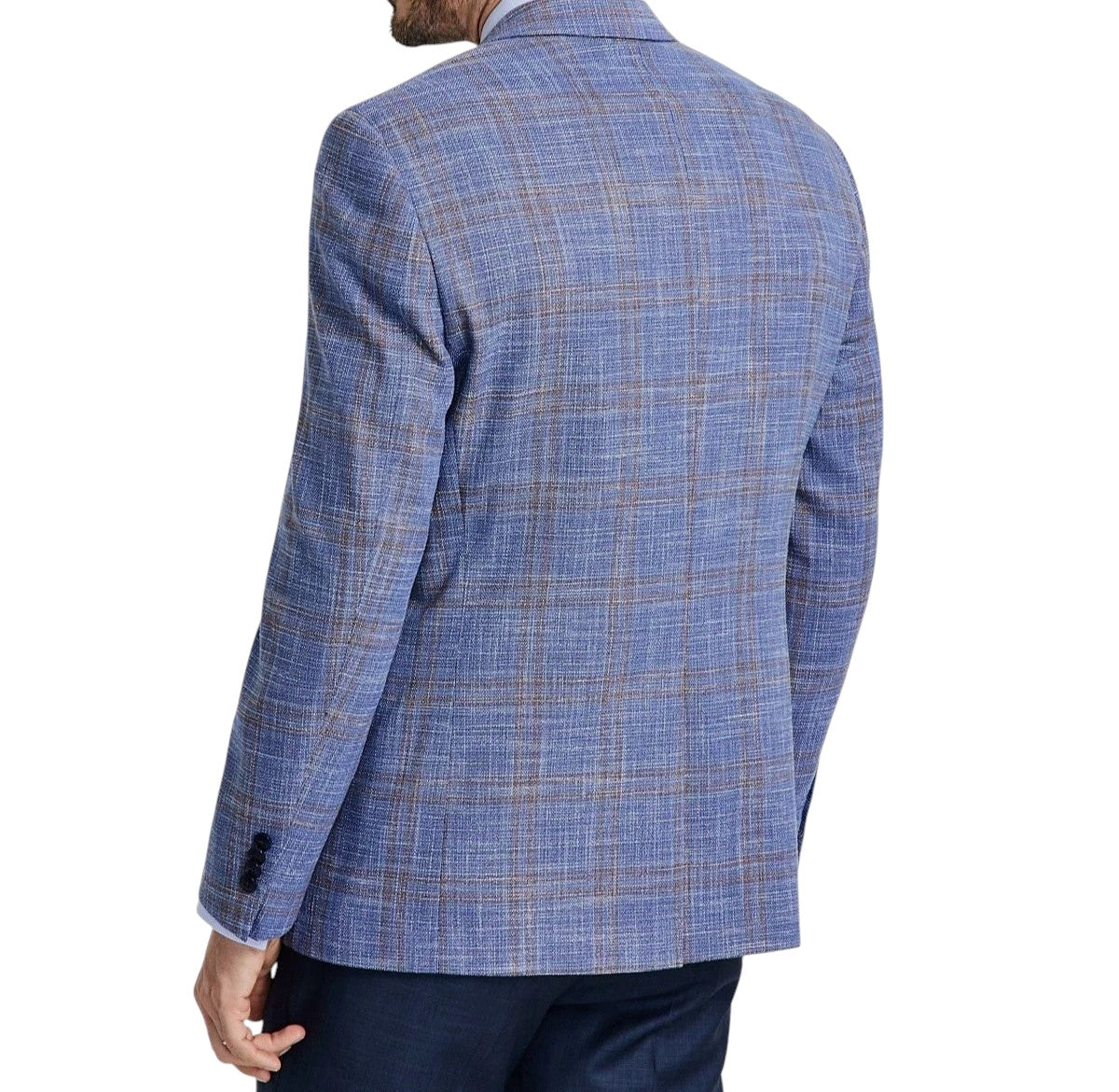 Michael Kors Mens Classic fit Sport Coat Blazer 36 R Light Blue Beige Plaid