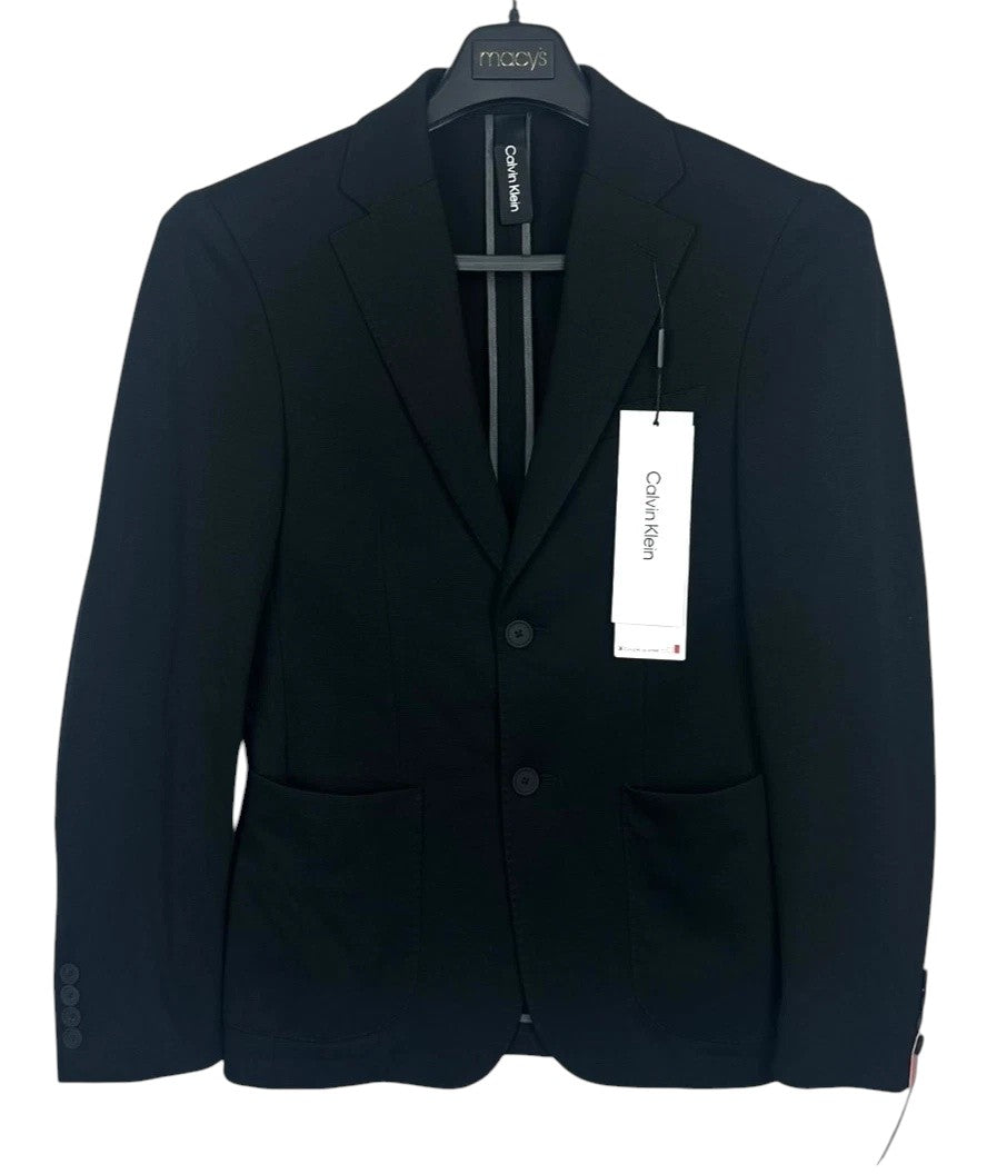 Calvin Klein Mens  fit Sport Coat Blazer 44 R Black Solid Stretch