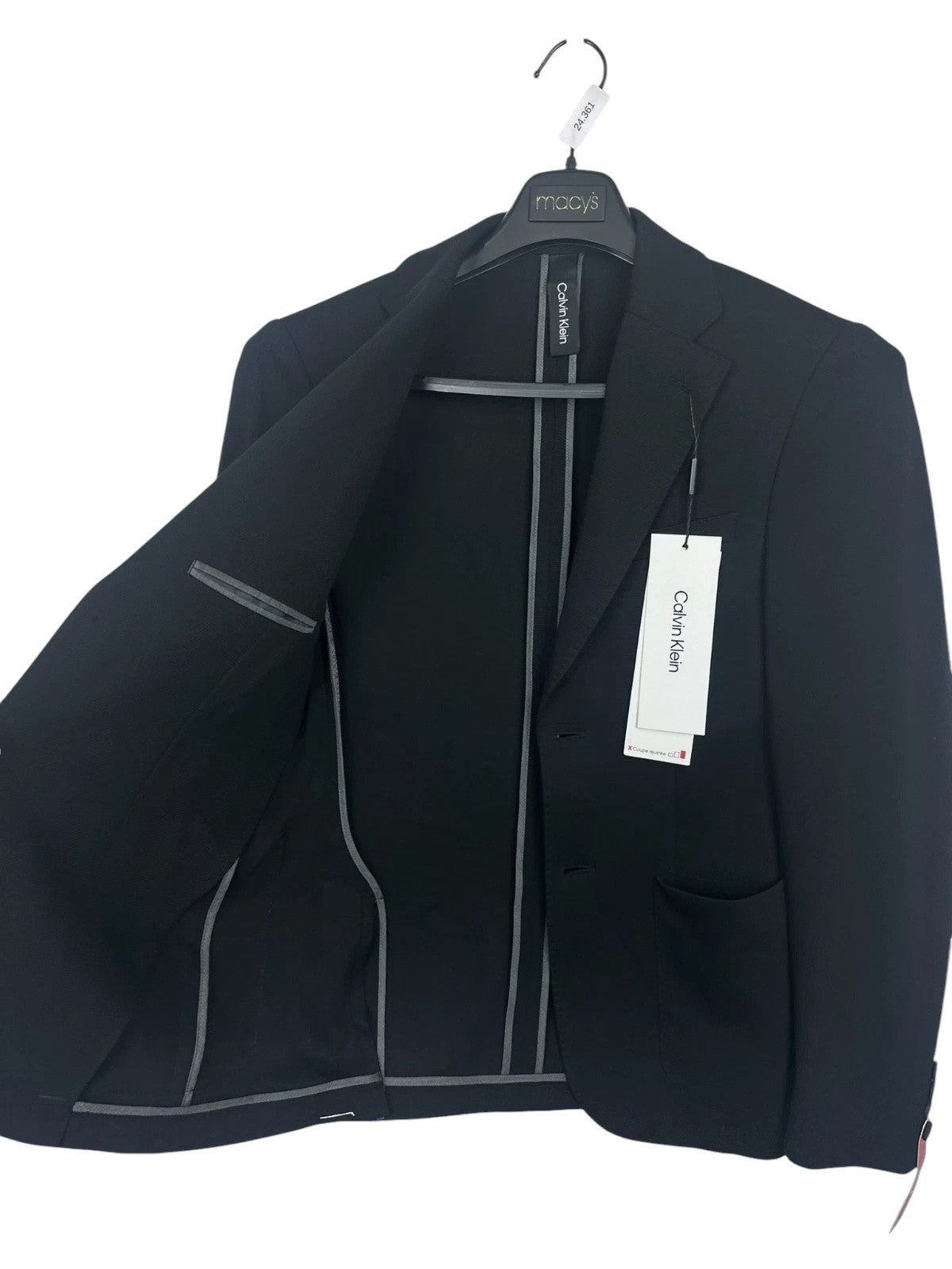 Calvin Klein Mens Slim fit Knit Sport Coat Blazer 40 L Black Solid