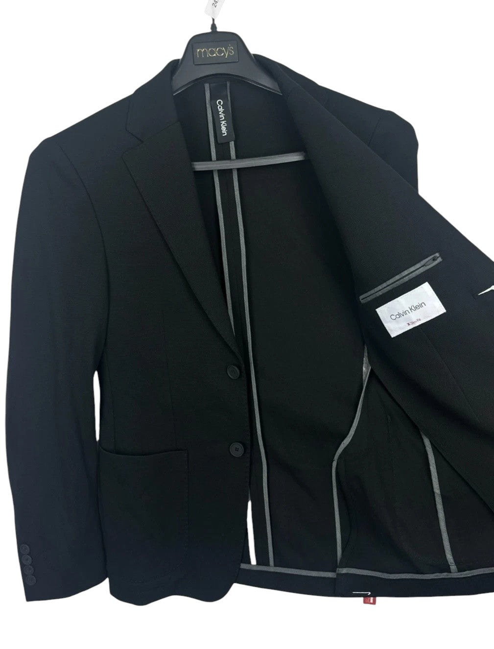 Calvin Klein Mens Slim fit Sport Coat Blazer 36 R Black Solid Stretch