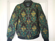 Paisley and Gray Mens Hyde Printed Bomber Jack Black Green Gold Medium