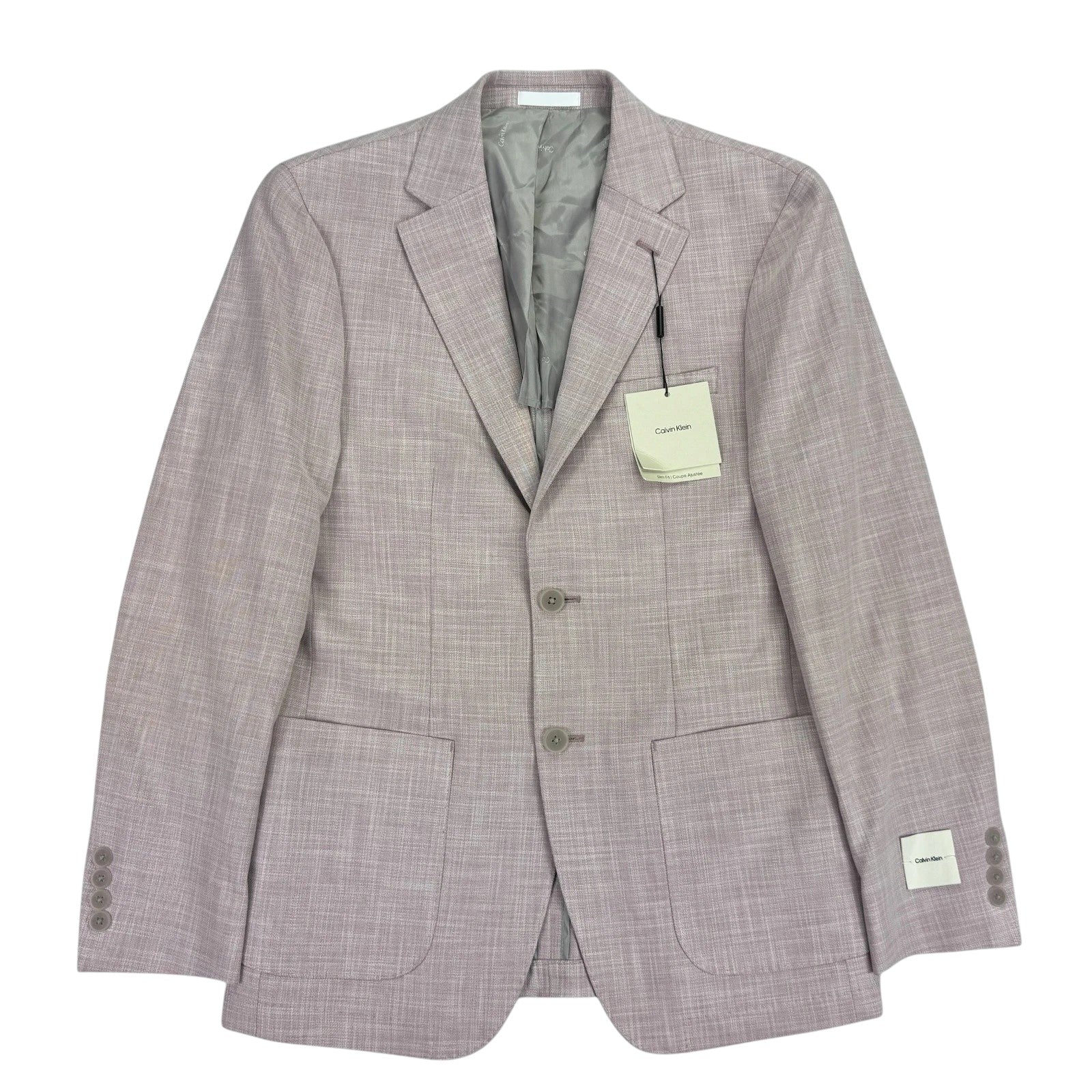 Calvin Klein Mens Slim fit Sport Coat Blazer 38 S Pink Solid Stretch