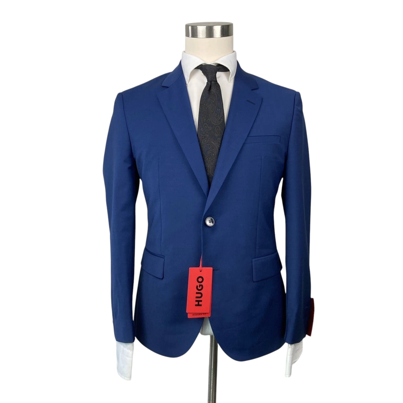 Hugo Boss Mens Modern fit Wool Suit Jacket Blazer 42 R Blue Solid Stretch