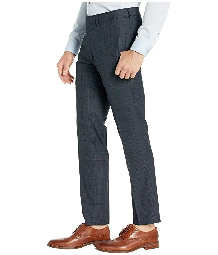 Kenneth Cole Mens Slim fit Dress Pants 31 / 30 Dark Grey Check