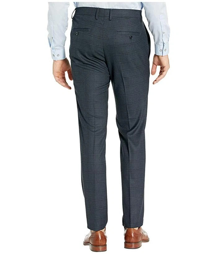 Kenneth Cole Mens Slim fit Dress Pants 36 / 32 Dark Grey Check