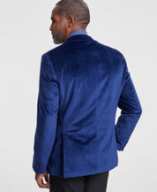 Alfani Mens Slim fit Velvet Sport Coat Blazer 36 S Navy Blue Solid