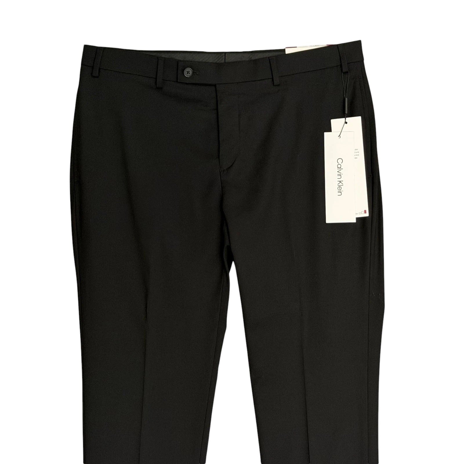 Calvin Klein Mens Slim fit Dress Pants 46 / 34 Black Solid Stretch