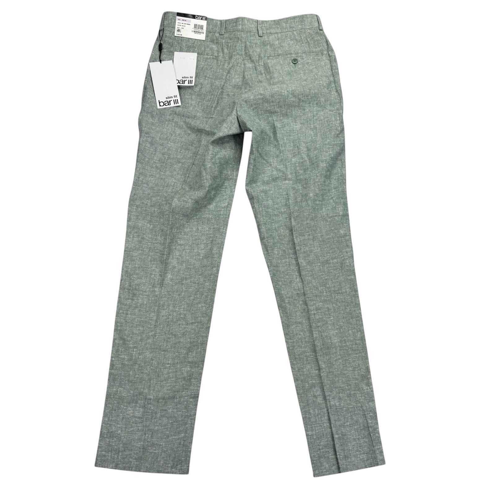 Bar Iii Mens Slim fit Dress Pants 32 / 34 Sage Green Solid