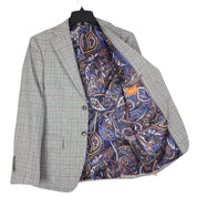 Tallia Men's Slim Fit Wool Sport Coat Blazer Grey Brown  38R Plaid