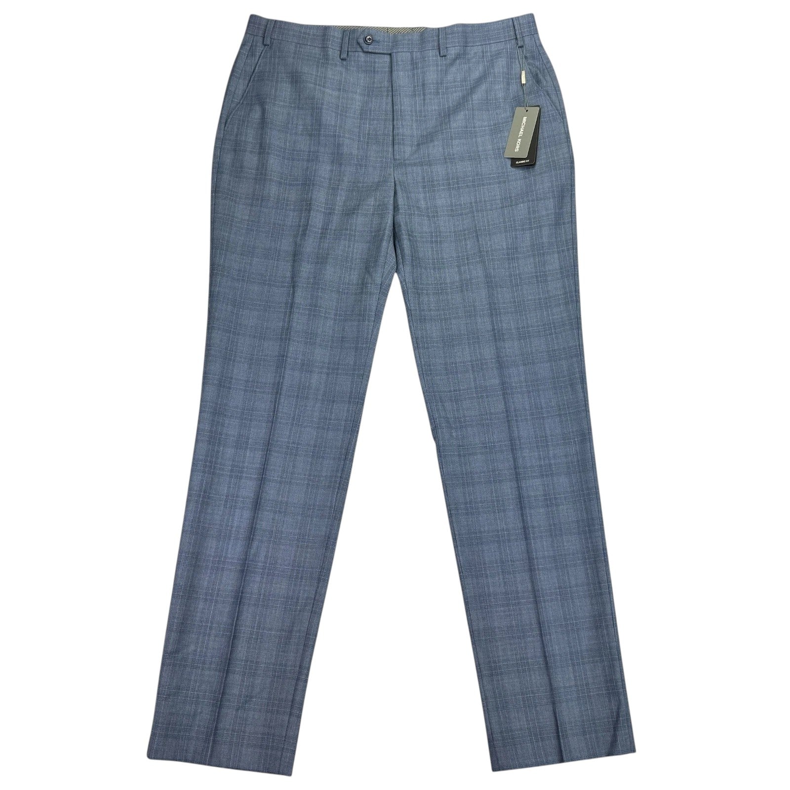 Michael Kors Mens Classic fit Wool Dress Pants 40 / 34 Blue Plaid