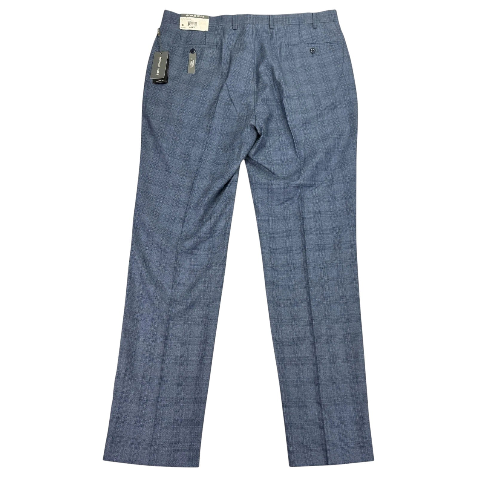 Michael Kors Mens Classic fit Wool Dress Pants 40 / 34 Blue Plaid