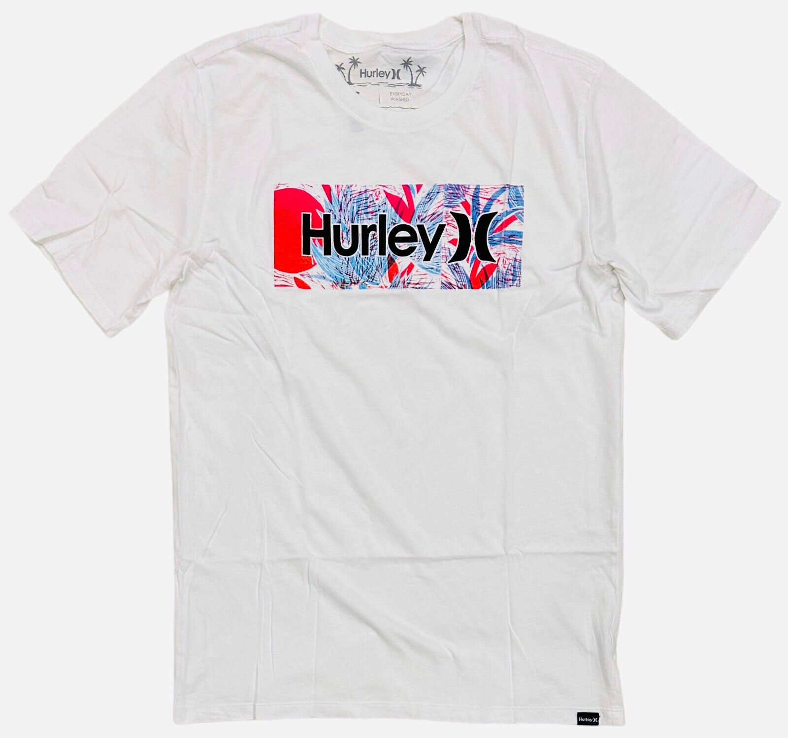 Hurley Men's Everyday Washed Floro Boro Short Sleeve T Shirt White  Small