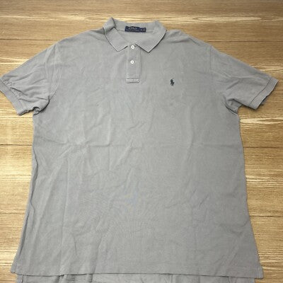 Polo Ralph Lauren Mens Regular fit Short Sleeve Polo Shirt XL Grey Solid