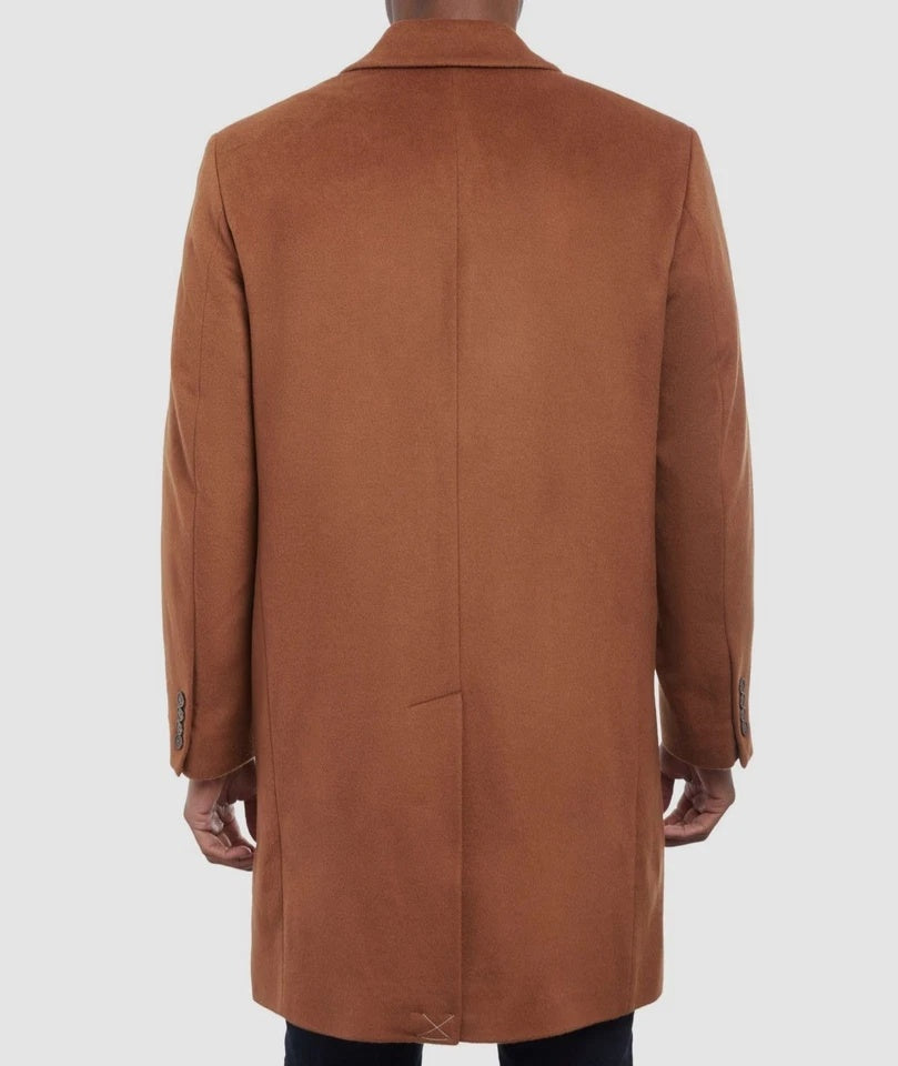 Michael Kors Men's Madison Wool Cashmere Modern-Fit Overcoat Coat 40 R Brown