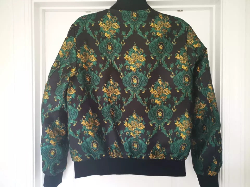 Paisley and Gray Mens Hyde Printed Bomber Jack Black Green Gold Small