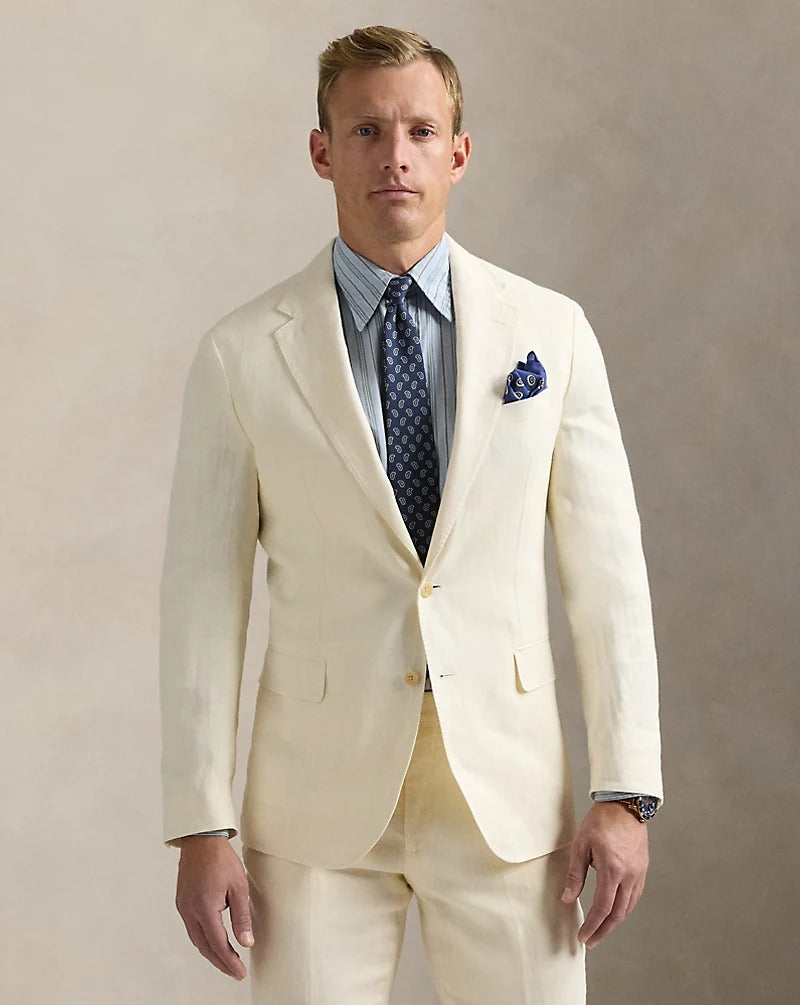 Polo Ralph Lauren Mens Linen Polo Slim Fit Sport Coat Blazer Beige 44R