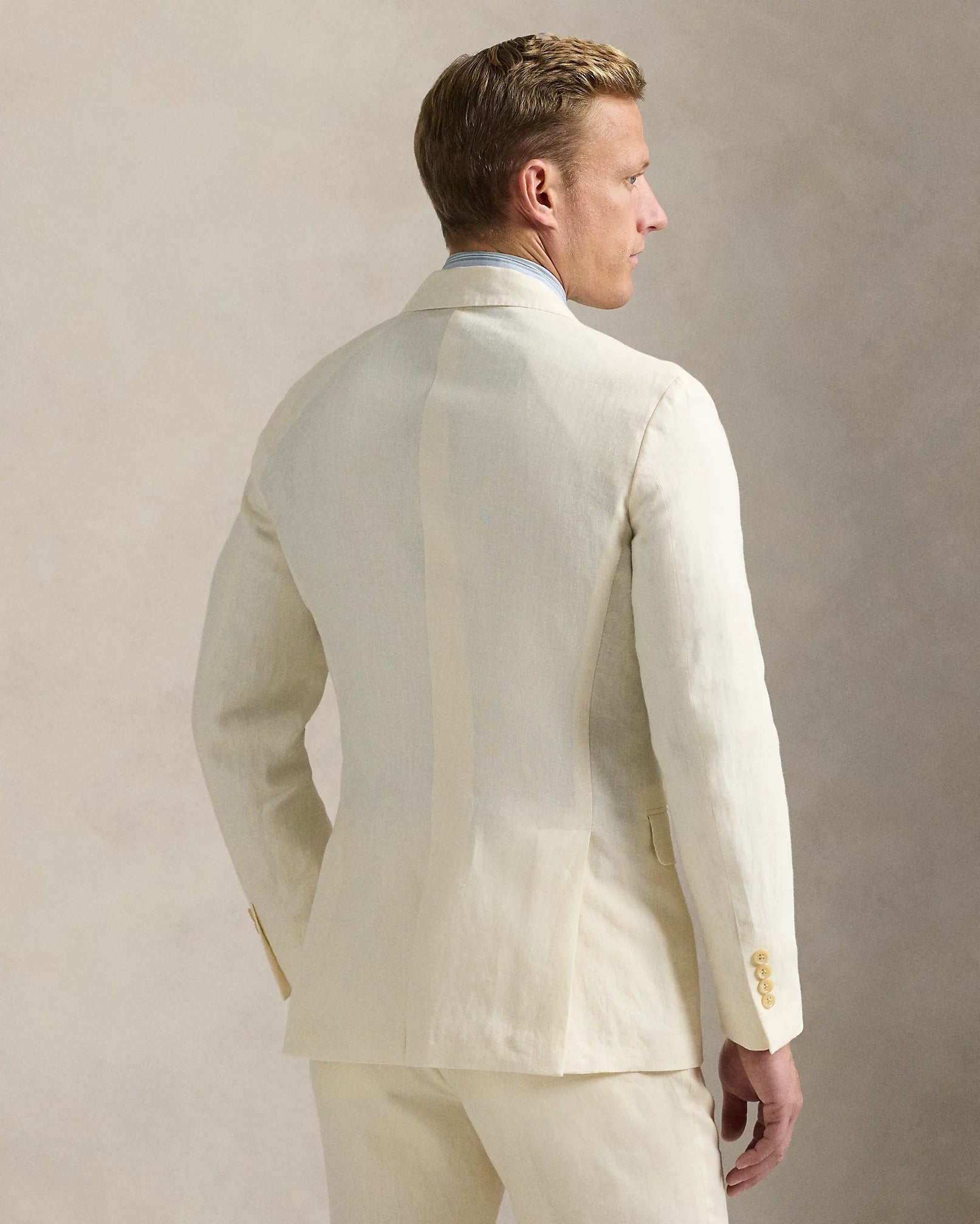 Polo Ralph Lauren Mens Linen Polo Slim Fit Sport Coat Blazer Beige 44R